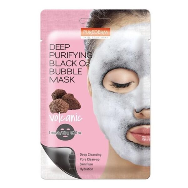 PUREDERM Deep Purifying Black O2 Bubble Mask Volcanic 1pc