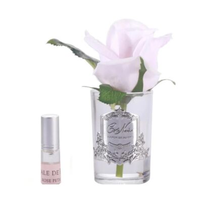 Cote Noire Perfumed Natural Touch Rose Bud - French Pink, Silver & Clear Glass