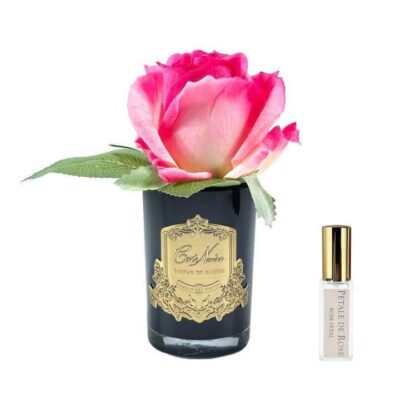 Cote Noire Perfumed Natural Touch Rose Bud - Magenta, Gold & Black Glass