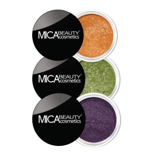 Mica Beauty Loose Mineral Eyeshadow Bundle, 3 pcs (Radiance-Brilliance-Kelly Green)