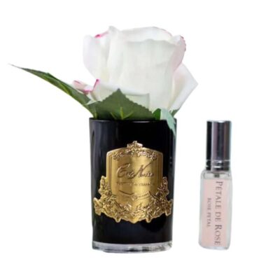 Cote Noire Perfumed Natural Touch Rose Bud - Blush, Gold & Black Glass