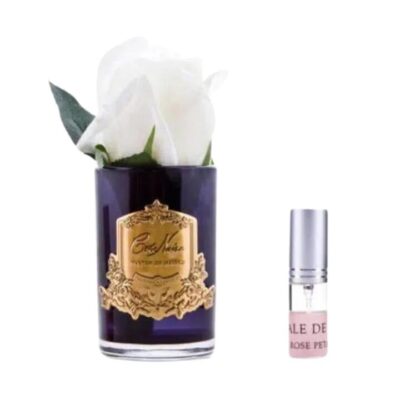 Cote Noire Perfumed Natural Touch Rose Bud - Ivory White, Gold & Black Glass