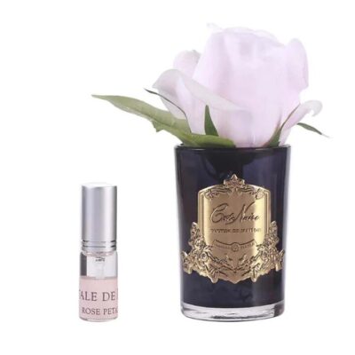 Cote Noire Perfumed Natural Touch Rose Bud - French Pink, Gold & Black Glass
