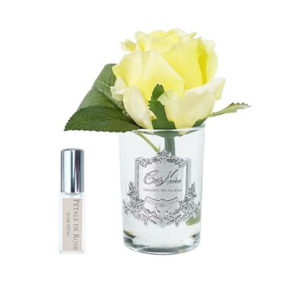 Cote Noire Perfumed Natural Touch Rose Bud - Yellow, Silver & Clear Glass