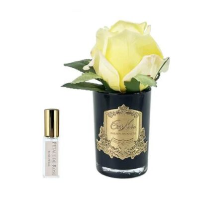 Cote Noire Perfumed Natural Touch Rose Bud - Yellow, Gold & Black Glass